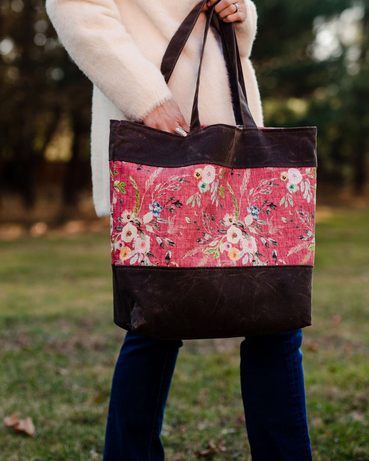 Rose Floral Waxed Canvas Tote