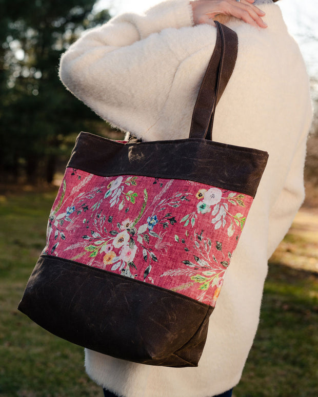 Rose Floral Waxed Canvas Tote