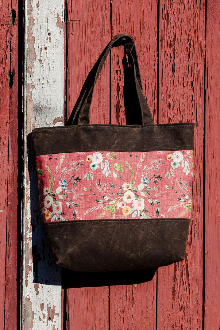 Rose Floral Waxed Canvas Tote