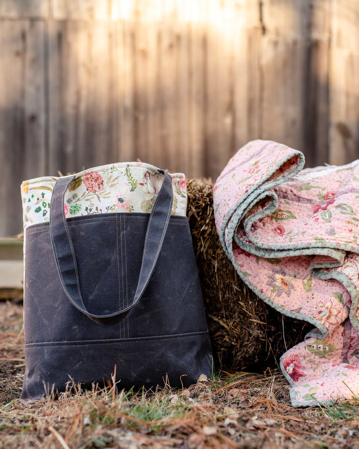 Ivory Floral Waxed Canvas Tote