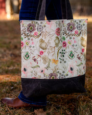 Ivory Floral Waxed Canvas Tote