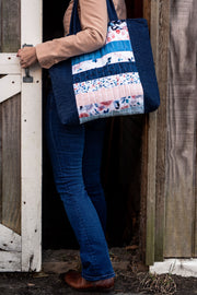 Denim Watercolor Quilted Tote