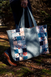 Light-Wash Denim Patchwork Tote