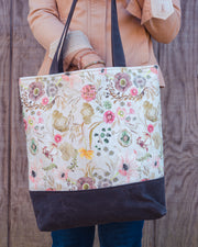 Ivory Floral Waxed Canvas Tote