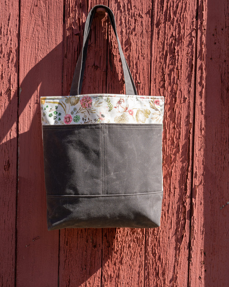 Ivory Floral Waxed Canvas Tote