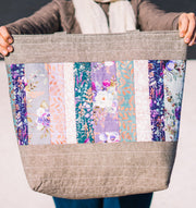 Linen Floral Shimmer Tote