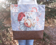 Shabby Chic Faux Leather Tote