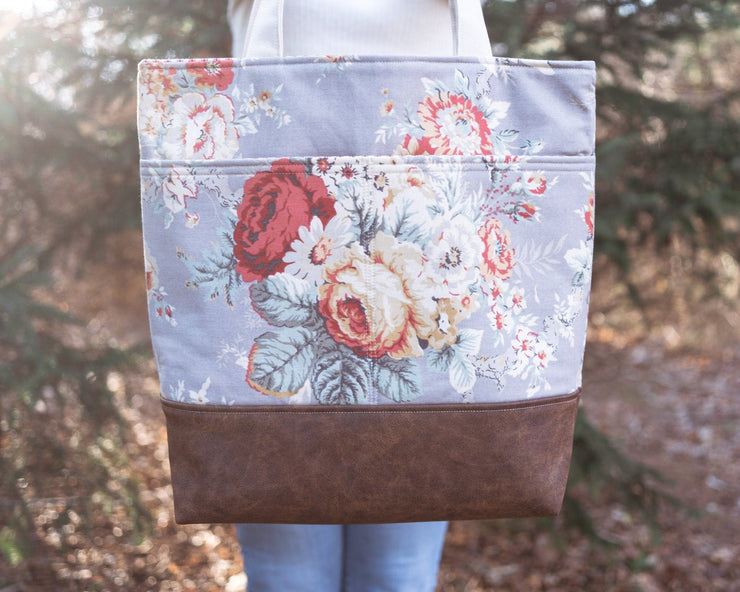 Shabby Chic Faux Leather Tote
