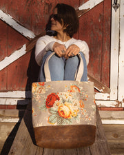 Shabby Chic Faux Leather Tote