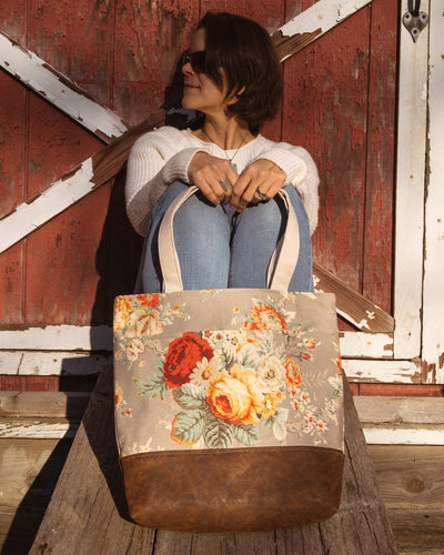 Shabby Chic Faux Leather Tote