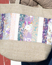 Linen Floral Shimmer Tote