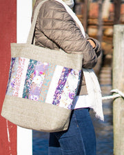 Linen Floral Shimmer Tote