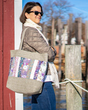 Linen Floral Shimmer Tote