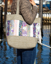 Linen Floral Shimmer Tote
