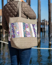 Linen Floral Shimmer Tote