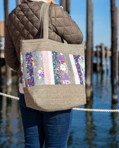 Linen Floral Shimmer Tote