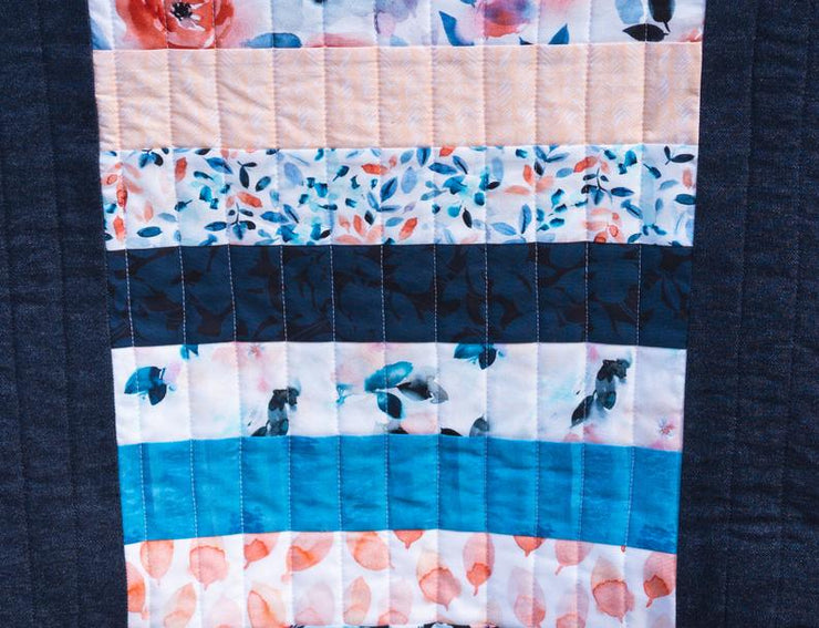 Denim Watercolor Quilted Tote