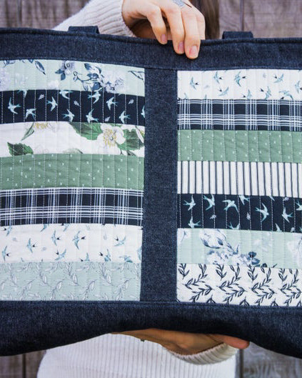 Black Denim Patchwork Tote